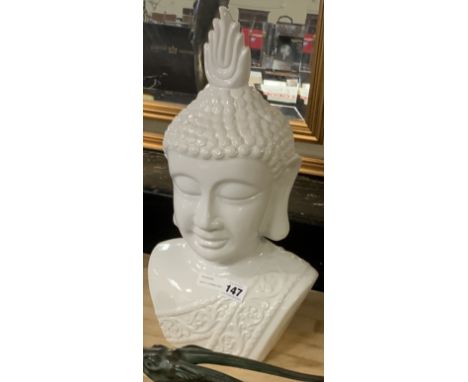 WHITE CERAMIC BUDDHA HEAD