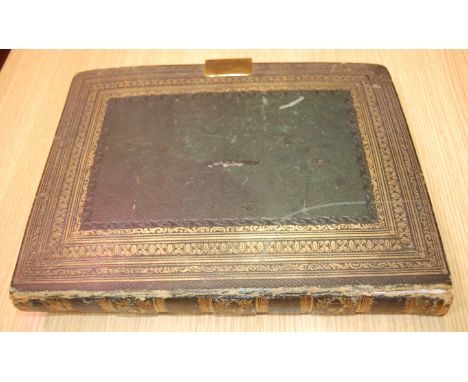 19th century 4to album containing manuscript entries, watercolour and pencil sketches, and prints from 1830 onwards, and a co