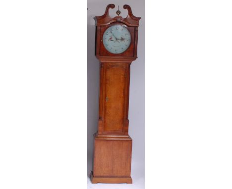 Thomas Mawkes of Derby late 18th century oak and mahogany crossbanded longcase clock, the signed circular dial with Arabic nu