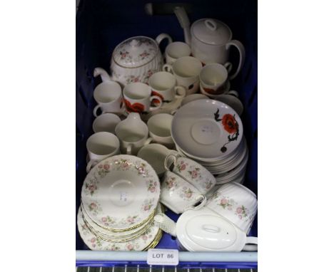 A Minton Spring Bouquet part tea service together with a Wedgwood Susie Cooper Corn Poppy coffee service