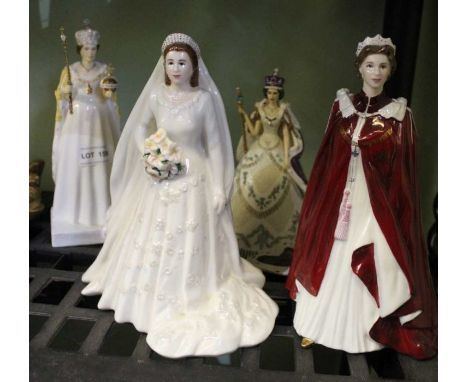 Four various models of the late Queen Elisabeth II - Royal Worcester, Coalport etc.