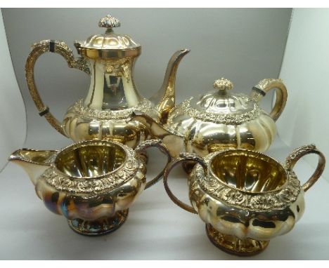 A four piece plated Britannia metal tea service, Cooper Brothers, Sheffield