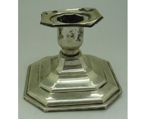 A silver dwarf candlestick marked .830, height 6.5cm