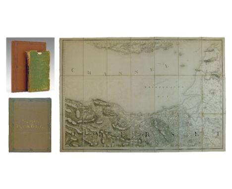 Maps/Books - William Mudge - Section 20 of his Ordnance Survey study, a folding map covering part of the Somerset coast with 