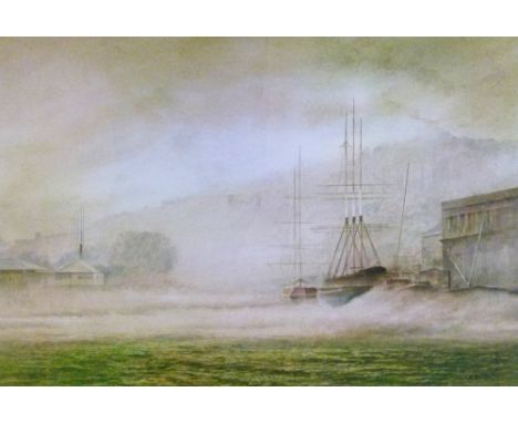 Kenneth Stanley Tadd (Contemporary) - Watercolour - Harbour Mist, Cumberland Basin, Bristol, signed, 38cm x 56cm A.R.  Condit