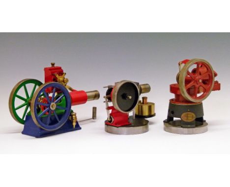 Model of an A.E. & H. Robinson & Co size B4 hot air engine having a 10.5cm flywheel together with two model spirit engines  C