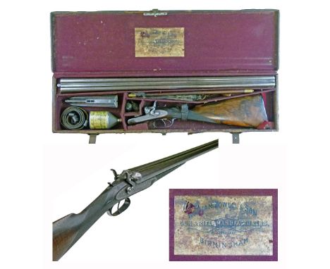 Fine double barrel 12 bore Bar-In-Wood hammer shot gun by William Powell & Son, Serial No: 7339, manufactured in 1881, with 3