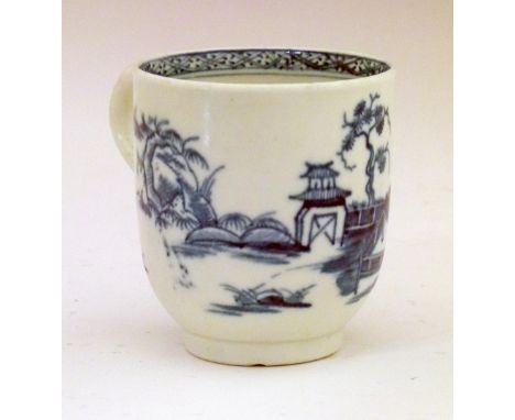 Rare 18th Century Worcester Solid Fence Pavilion pattern blue and white painted chocolate cup, 8cm high  Condition: No obviou