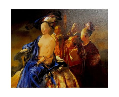 Serigraph titled Renaissance Scene Signed lower right numbered 97/195 Sight size 28" x 33"