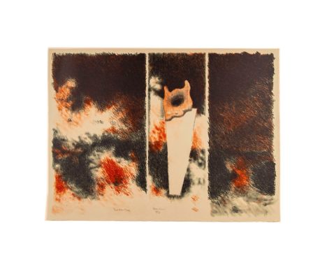 Original color lithograph on wove paper by American artist Glen William Brunken whose cerebral palsy resulted in an energetic