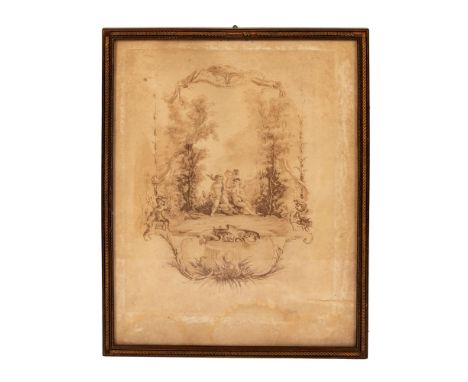 Laurent Guyot (1756-1806) original etching on paper after Rococo painter and draughtsman Jean-Antoine Watteau that represents