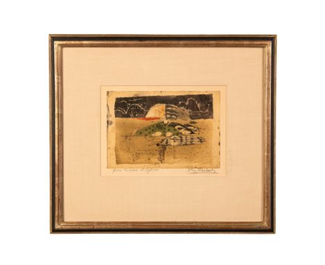 Original aquatint with etching on paper by pioneer artist Johnny Friedlaender who made an abstracted landscape entitled Petit
