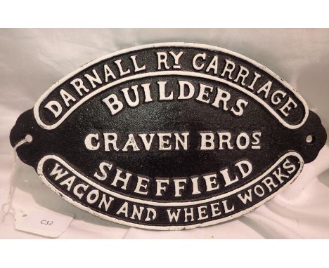 Cast iron Craven Brothers Coach Builders sign, W: 20 cm. P&amp;P Group 1 (£14+VAT for the first lot and £1+VAT for subsequent