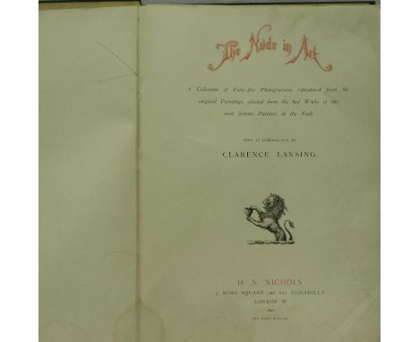 The Nude In Art published by H.S Nichols; a collection of forty five photogravures reproduced from original nude paintings. P