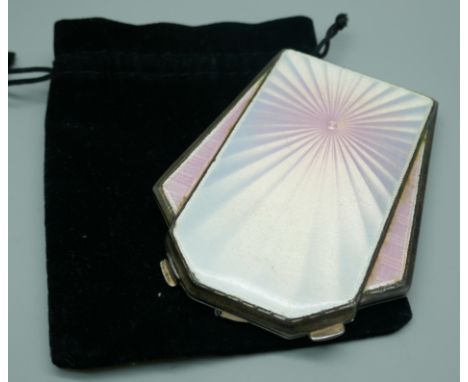 A silver and enamelled Art Deco compact 