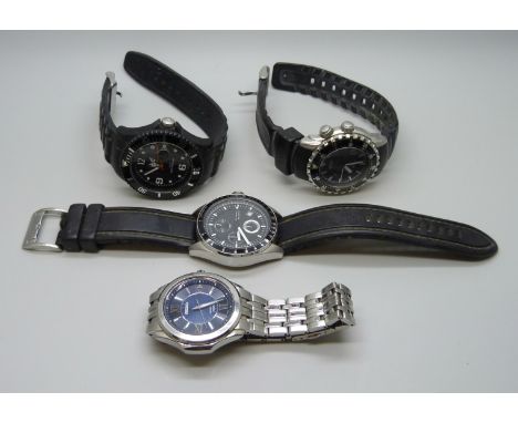 Four wristwatches including Seiko and Casio 