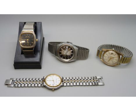Four wristwatches including Timex and Accurist 
