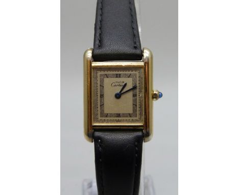 A Must de Cartier silver gilt quartz wristwatch, 19mm case
