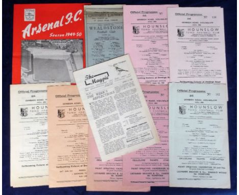 Football programmes, collection of 10 Hounslow home &amp; away programmes, homes 1947/48 (4) and 1949/50 (3), plus aways v Ma