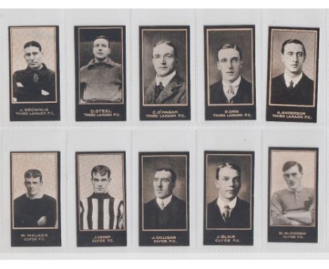 Cigarette cards, Smith's, Footballers (Titled, light blue backs), 16 type cards, all Scottish Clubs, Third Lanark (5), J. Bro