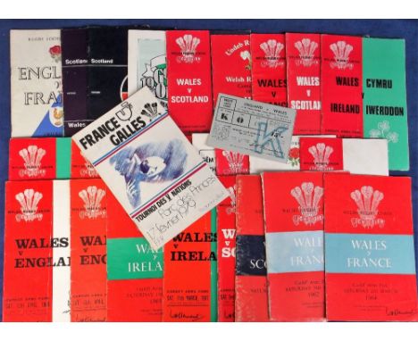 Rugby Union programmes &amp; ticket, ticket from the England v Wales match 19 Jan 1952 at Twickenham (vg), sold with 26 progr