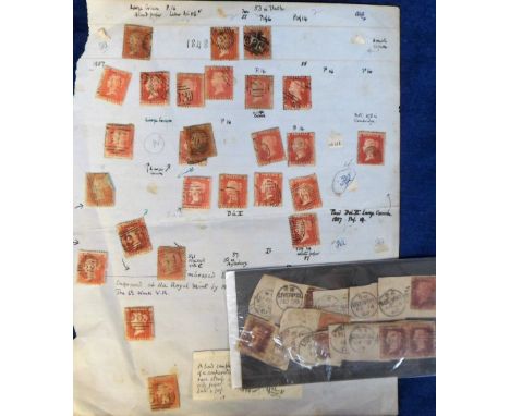 Stamps, Coins and Postal History, mixed selection inc. 3 margin GB 2d blue with black Maltese cross postmark, a quantity of 1