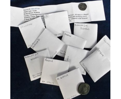 Coins, Roman Sestertius of Crispina AD 175-192 together with other Roman coins (10) all identified and written up by The Brit