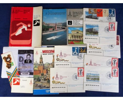 Olympics Games, Moscow 1980, selection of items collected by Raymond Smith, Australian walking judge, inc. scarce brochure fo