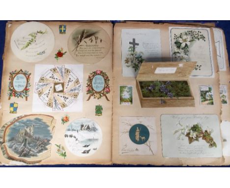 Tony Warr Collection, Ephemera, Scrap Album, a large format album of 29 pages of Victorian scraps laid down to both sides in 