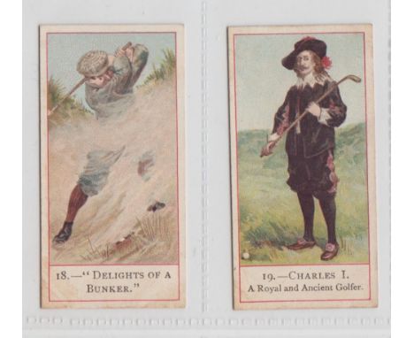 Cigarette Cards, Cope's, Golfers, 2 type cards, no. 18 'Delights of a Bunker' &amp; no. 19 'Charles I' (both with acm, slight