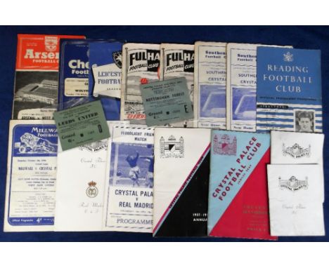 Football programmes &amp; tickets, small selection of items inc. Crystal Palace v Leeds FAC 64/65  (with ticket), Crystal Pal