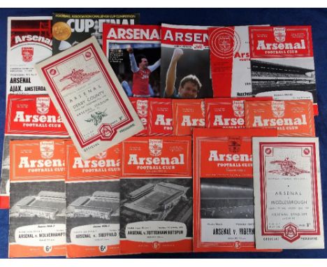 Football Programmes, Arsenal selection, 1947/48 onwards, inc. homes v. Middlesbrough 47/48, Derby 48/49, Hibernian Fr. 52/53,