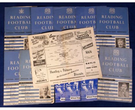 Football Programmes, Reading FC, selection of home programmes 1950s/60s, inc. Reading v Manchester Utd FAC 54/55 (creased), O