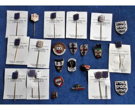Football badges, a collection of approx. 80 enamelled badges &amp; pins (duplication), mostly 1970's onwards inc. FA Three Li