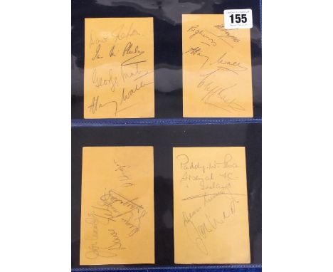 Football Autographs, Arsenal FC, 4 signed album pages c. 1945/46, bearing 16 signatures in total inc. Male, Bastin, Sloan, Le