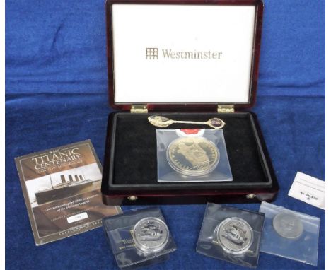 Coins and Medallions, Westminster RMS Titanic Centenary 4 coin set 1912-2012 in case of issue, limited edition no. 148 of 950