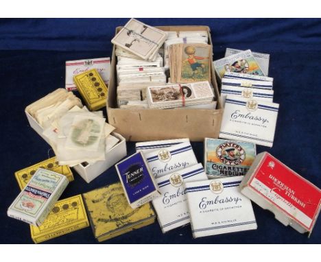 Cigarette cards &amp; tobacco silks, a quantity of mostly 'L' size cigarette cards, loose and in cigarette packets inc. Wills