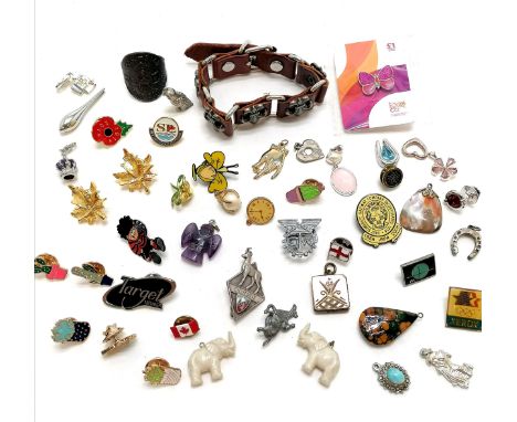 Qty of oddments inc badges, scouting, cacti brooches, carved amethyst angel pendant etc - SOLD ON BEHALF OF THE NEW BREAST CA