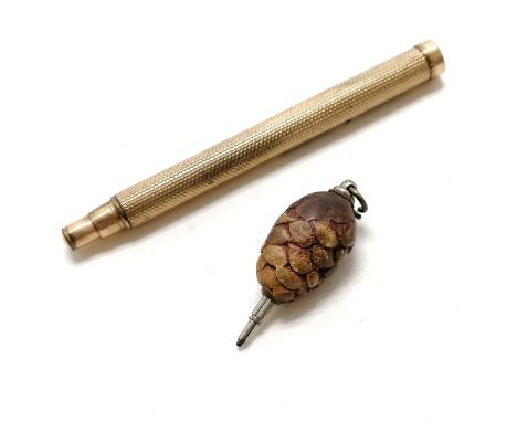 Novelty pine cone propelling pencil - extended length 4cm t/w Perry &amp; Cos John Bull propelling pencil (lacks button &amp;