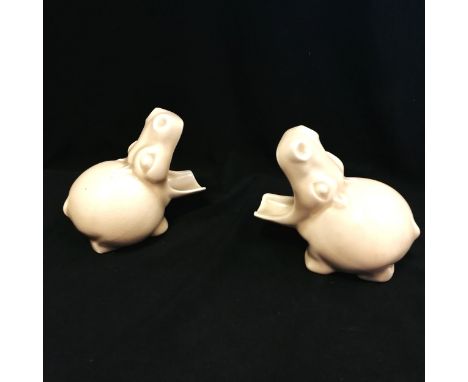 2 x Clarice Cliff (Wilkinson) hippo ashtrays - 9cm high &amp; in good condition 
