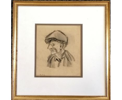 Framed pastel sketch of a man signed L.S.L. - 44cm x 43cm 