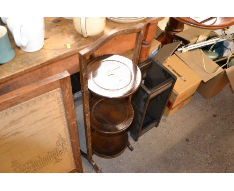 An oak three tier cake stand and a stick stand 