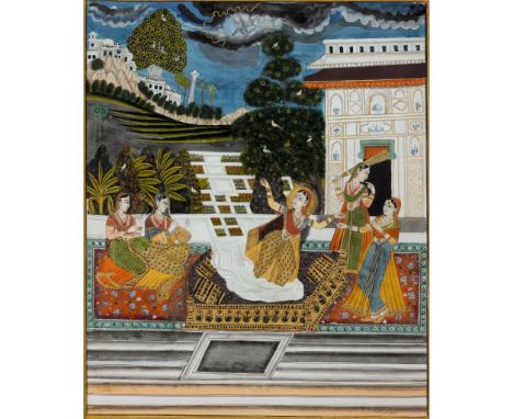  AN ILLUSTRATION FROM A RAGAMALA SERIES: MADHUMADAVI RAGINI INDIA, ANDHRA PRADESH, KURNOOL, CIRCA 1810-20 gouache on paper he