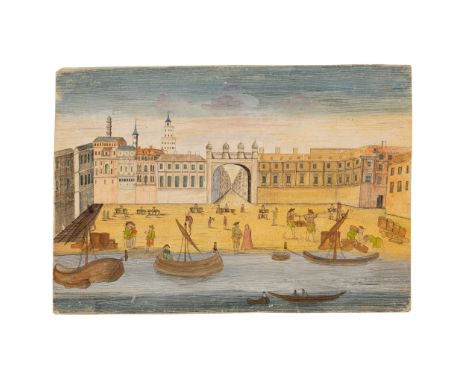  'LISBON PORT HARBOUR' ATTRIBUTED TO THE MASTER ARTIST NIHAL CHAND (1710-1782) INDIA, RAJASTHAN, KISHANGARH, CIRCA 1750 ink a