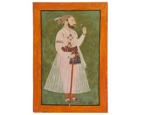  A PORTRAIT OF A PRINCE, PROBABLY DAN CHAND, PRINCE OF BILASPUR INDIA, PUNJAB HILLS, BILASPUR, CIRCA 1700 gouache on card hei