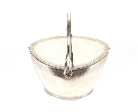 A fine George III silver double tea caddy, complete with working key, reeded loop handle above wrigglework decoration and ent
