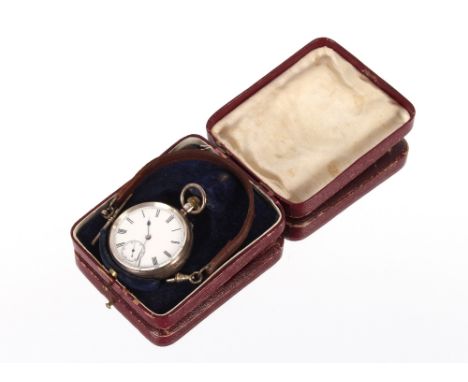 A silver cased pocket watch, Hallmarked for London 1895, the reverse with engine turned decoration in cartouche, white enamel