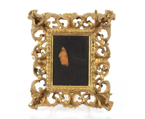 Veronica De Mattis, portrait of "Girolamo Savonarola" oil on card, signed and inscribed verso, in a Florentine carved gilt wo