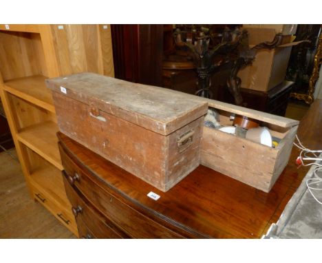 Two small wooden boxes containing various tools and other sundry items 