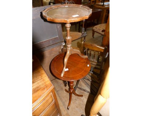 A modern mahogany finished lamp table on turned column and tripod base